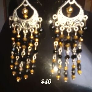 Gild and black Chandelier earrings